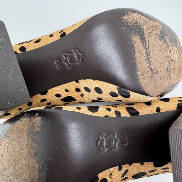 TORY BURCH Leopard Bovine Hair Cheetah Wood Block Heels Pumps Size 8 M - Picture 7 of 12